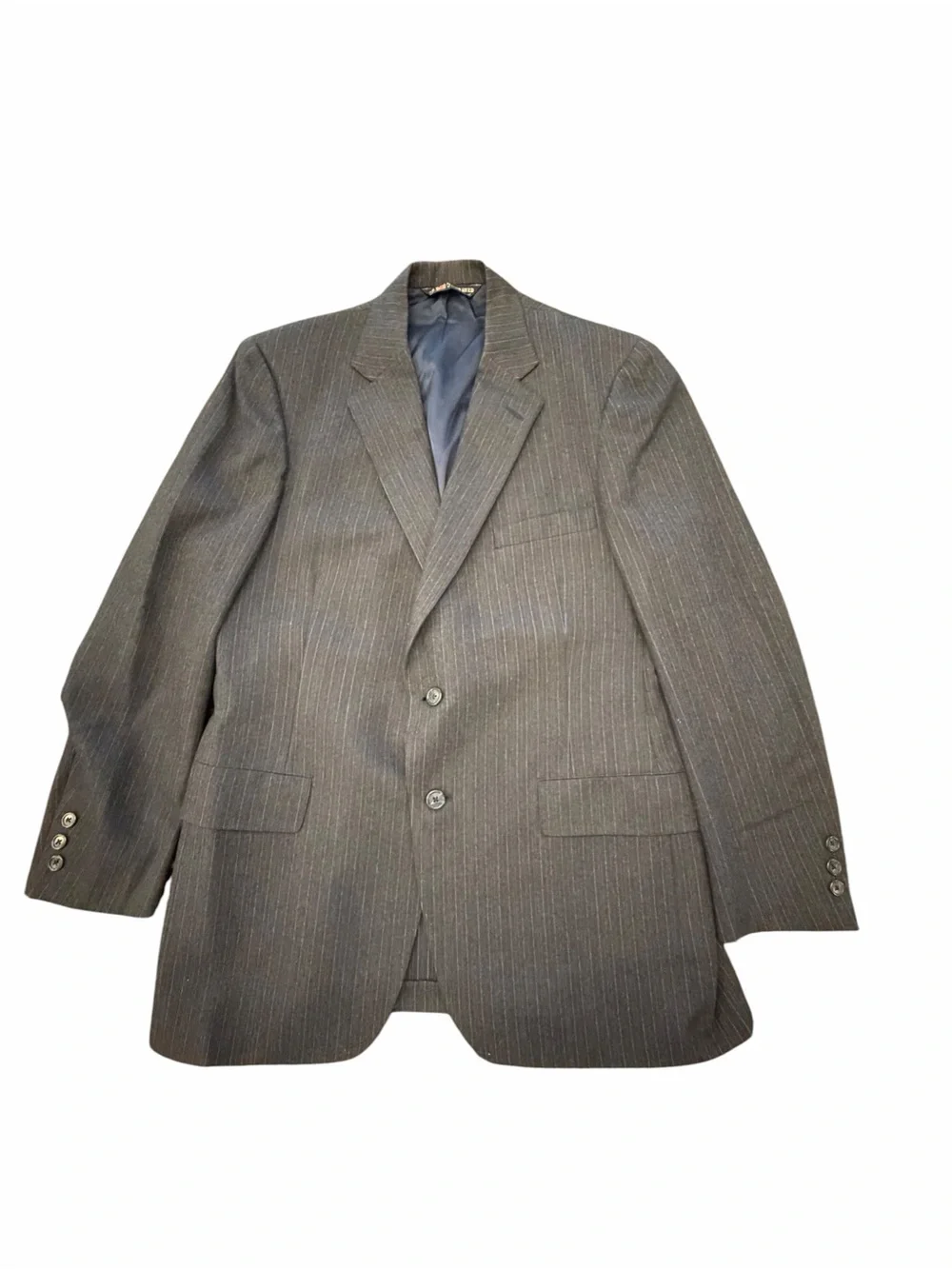 Austin Reed Of Regent Street Mens May Blue Pinstripe Suit Coat Wool Blazer 42”